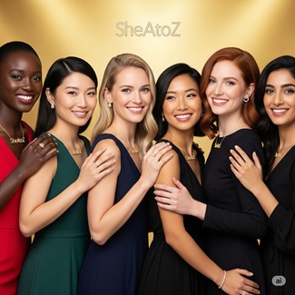 Diverse group of women celebrating in SheAtoZ jewelry